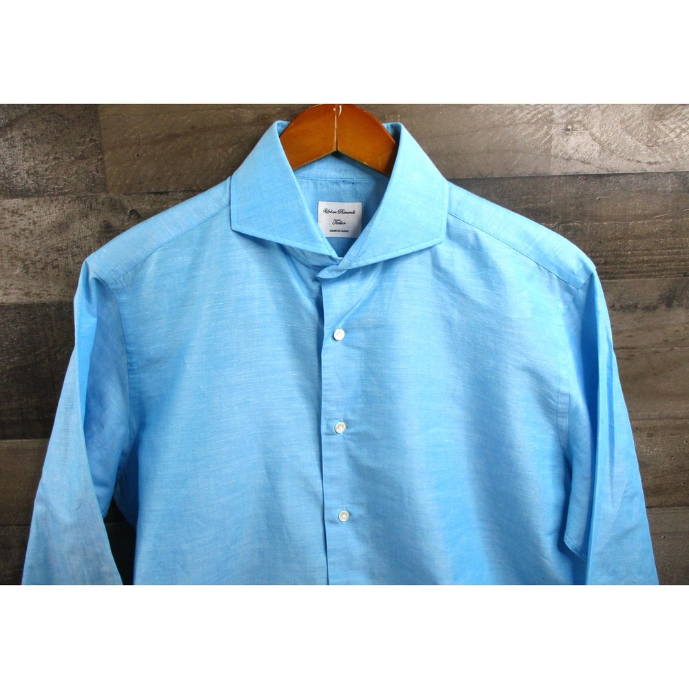 Urban Research Shirt Mens Medium 41 Blue Linen Blend Long Sleeve Made Japan